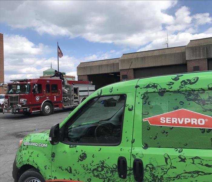 SERVPRO and firetruck parked